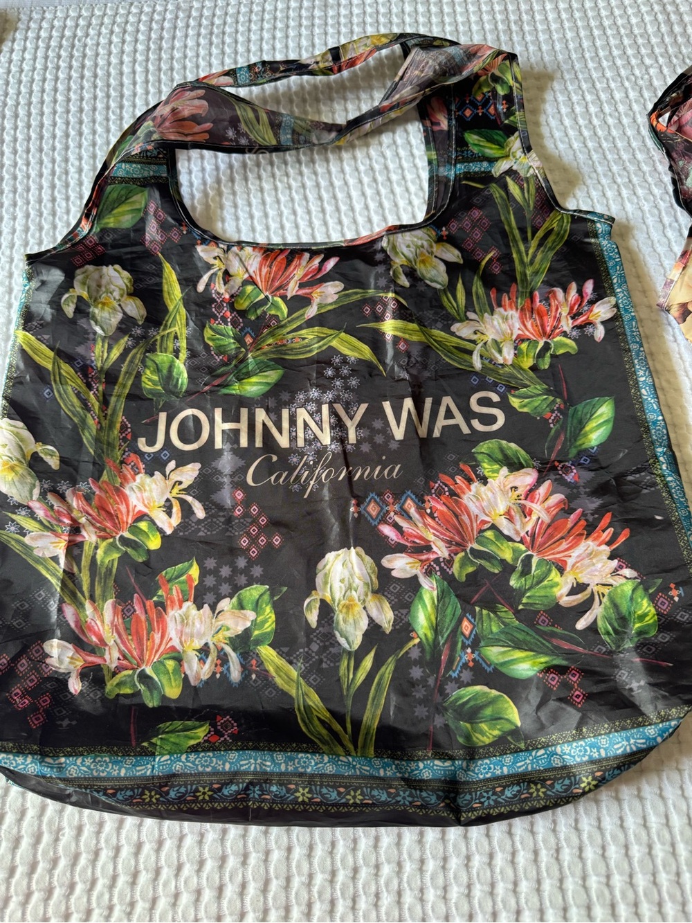 Johnny Was Floral bundle Reusable Totes - Black & Teal Multicolor - Picture 4 of 10